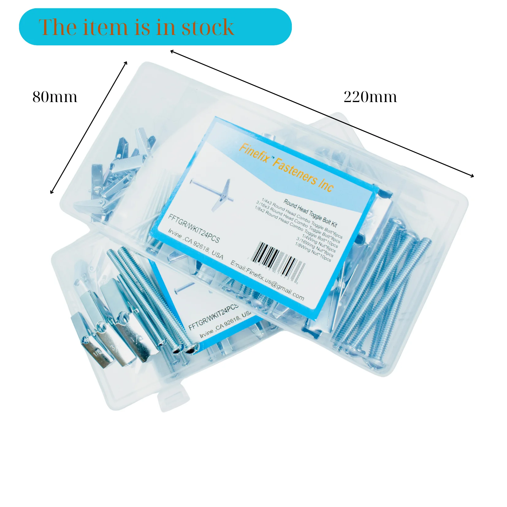 Assorted Toggle Bolt and Wing Nut Kit  Heavy Duty Fasteners for Drywall, Ceilings, and Walls (1/8, 3/16, 1/4 Inch)