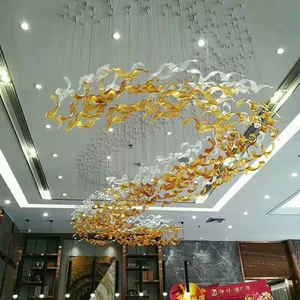 High Quality Custom Project Mall Hotel Lobby Large Glass Modern Chandelier Light