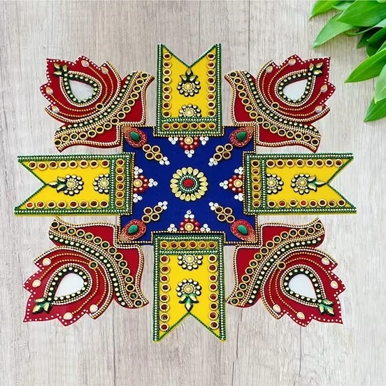 Indian Acrylic Designer Rangoli Table Top Decor Housewarming Gift For ...