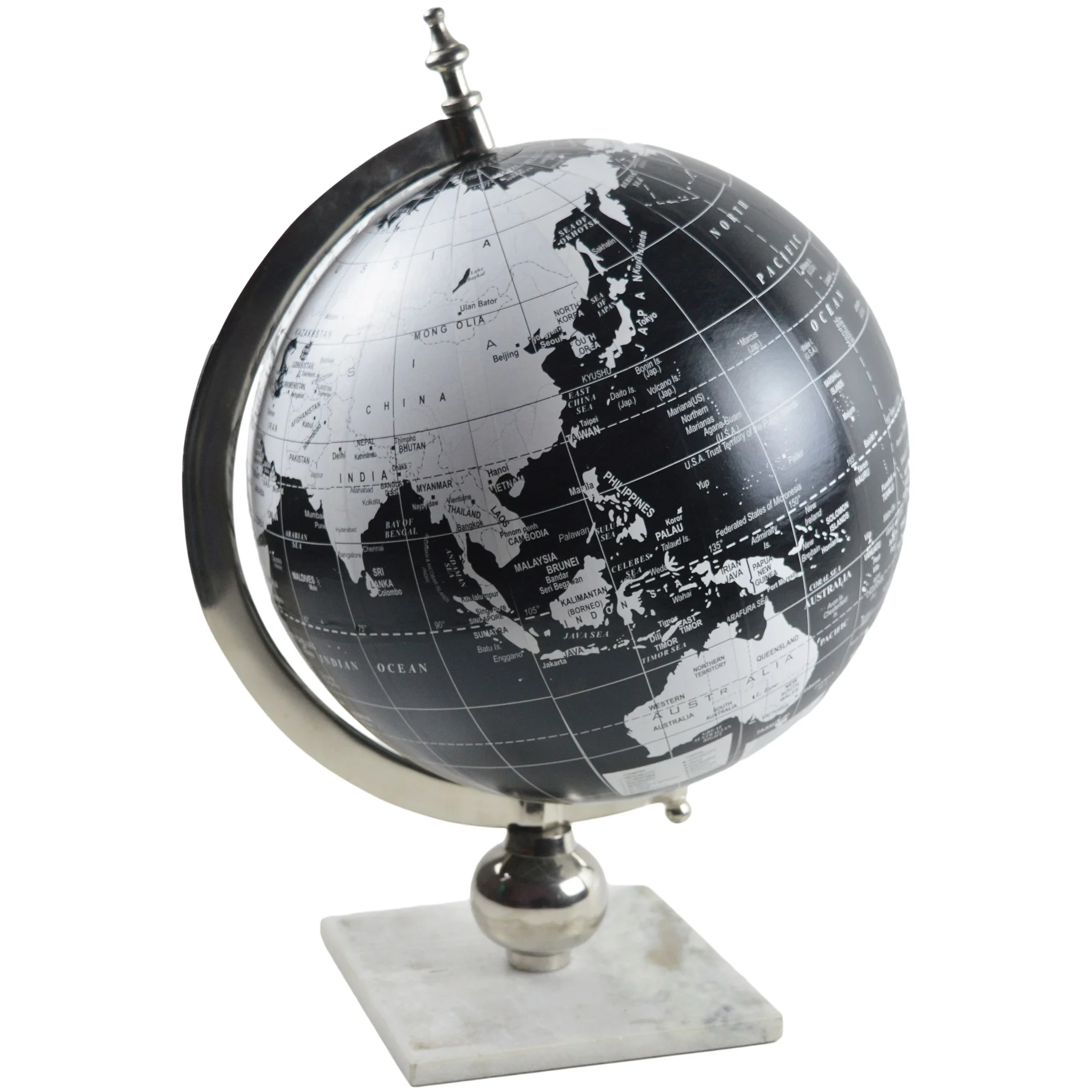 世界地图地球仪铝48厘米地球仪大理石支架设计地球仪复古整理办公室装饰