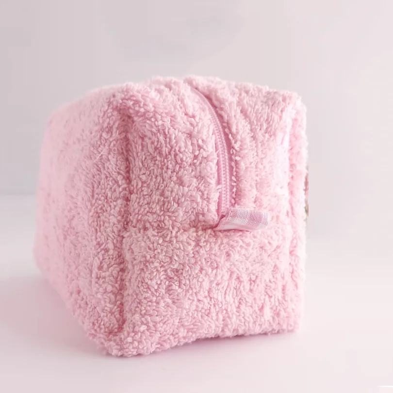 Wholesale Aesthetic Beauty Terry Cloth Towel Cosmetic Bag Travel Toiletry Makeup Bags