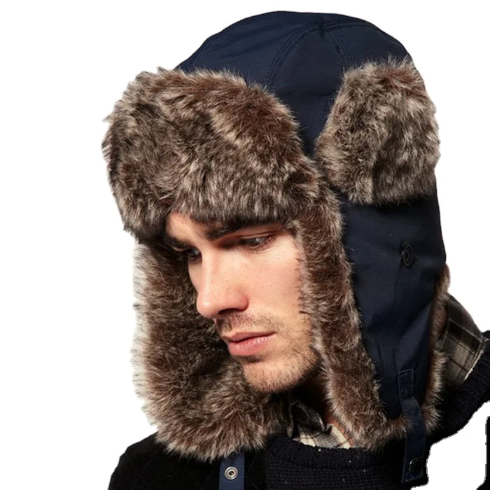 Source Trooper winter hat with ear flaps trapper hunting hat fur aviator  waterproof buffalo pilot ski hat on m.