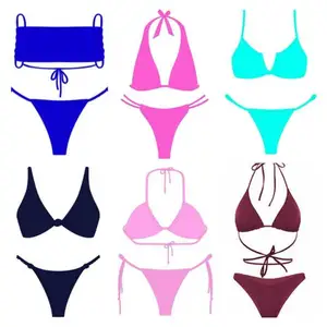 Custom Women's Luxury 2 Set Bikini Swimsuit Removable Padded Anti-UV Protection Spandex/Nylon Material Front Logo Print