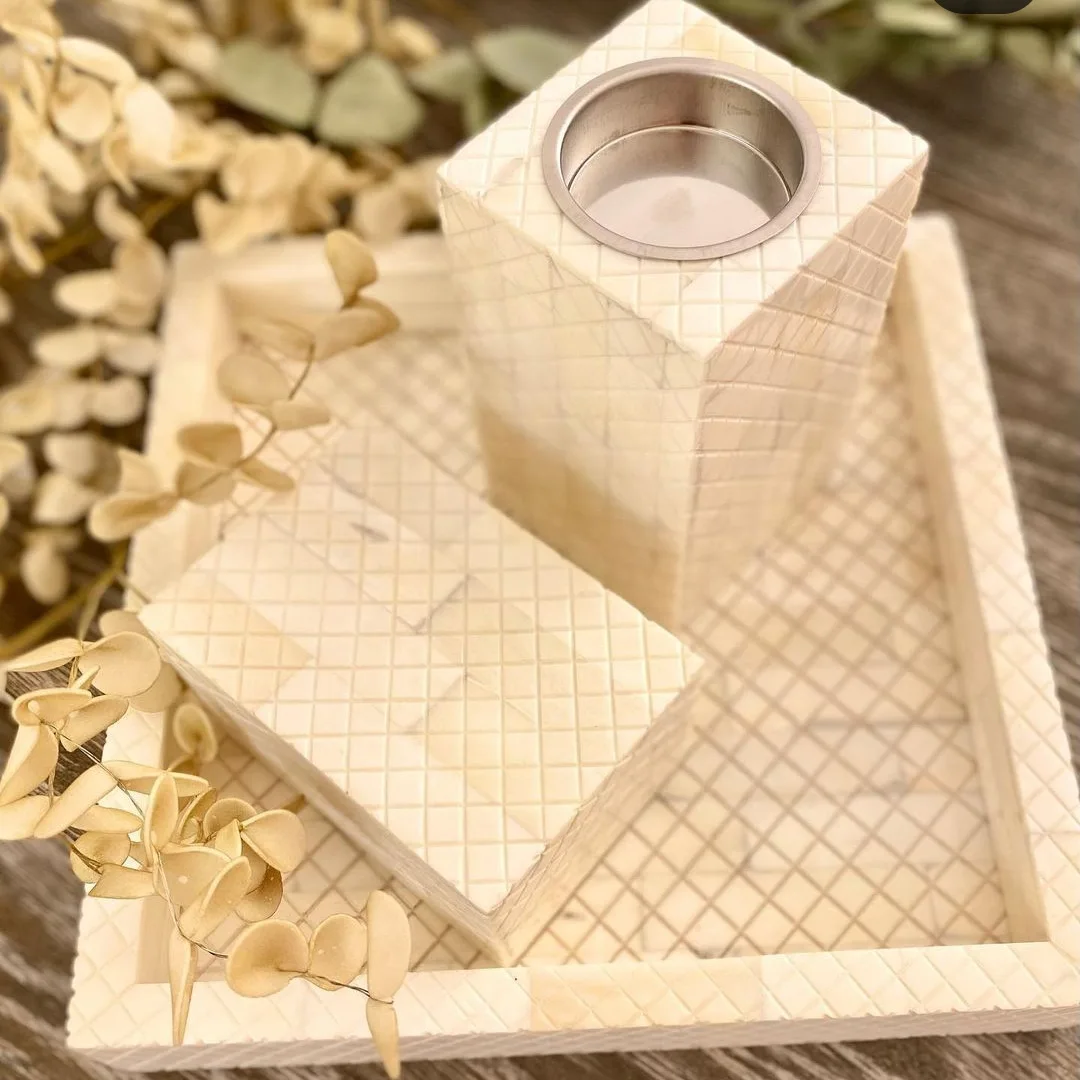 Factory Direct Mother of Pearl Inlay Bakhoor Mabkhara Bone Inlay Burner 2023 MOP Tray Medkhan Resin Box Burner Mubkhar Gift Set