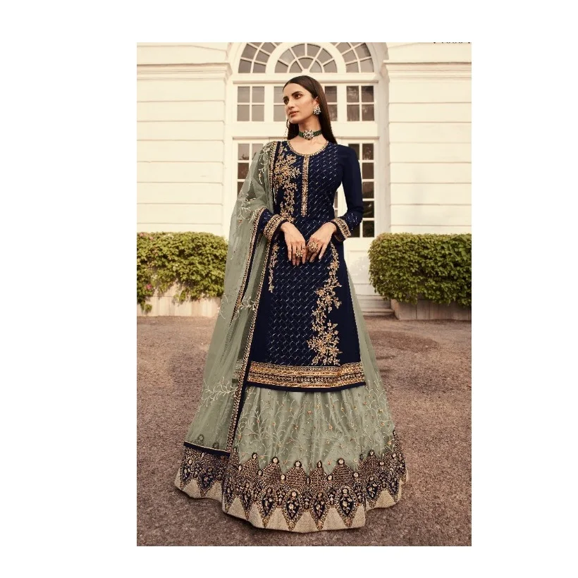 Export Quality Embroidery with Diamond Work Nitya Gharara Style Salwar Kameez for Women From Indian Supplier