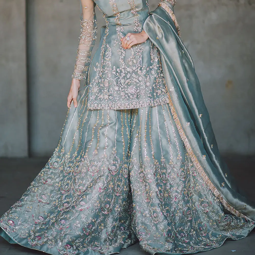 Direct Factory Supply Pure Georgette Heavy Sharara Suit With Sequence Embroidery Work Gharara From Pakistan