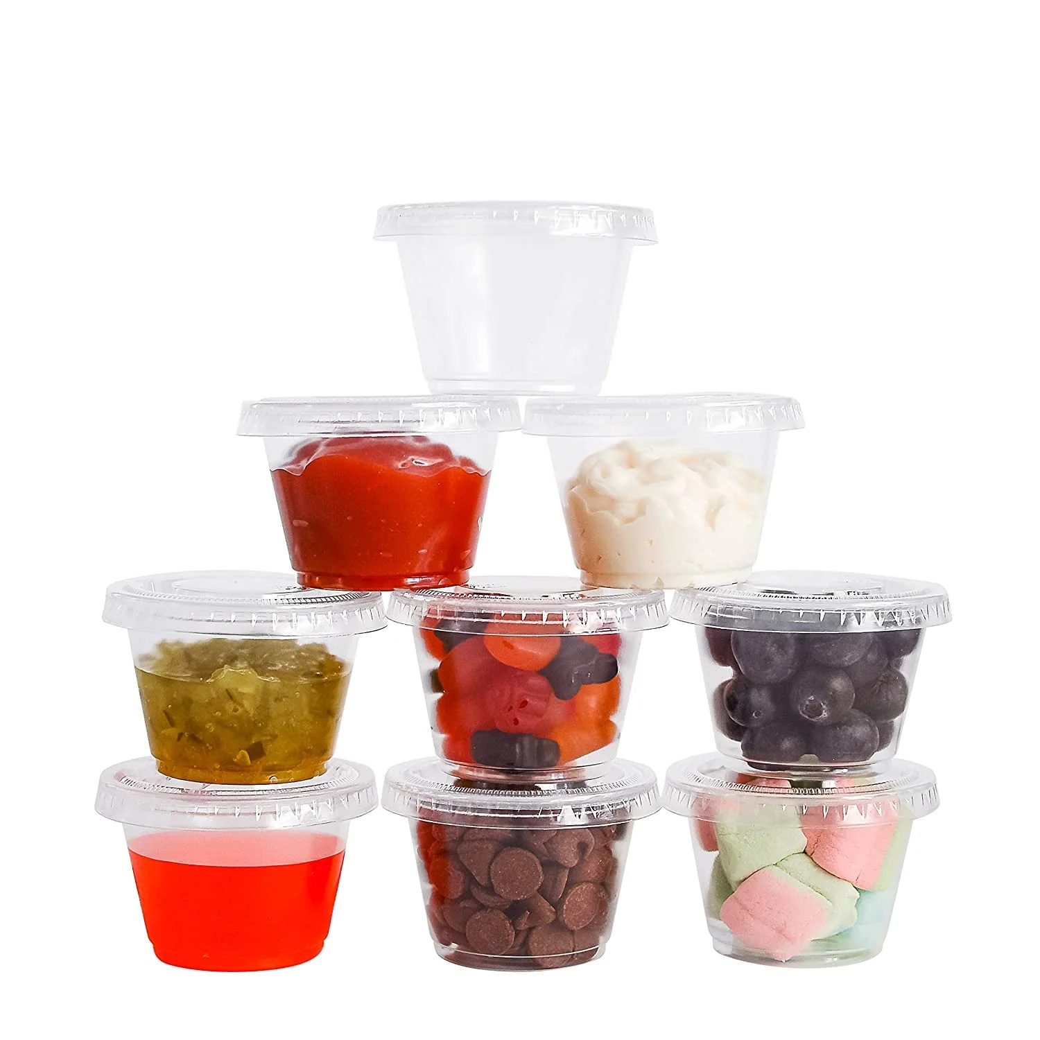 2.5 Oz Black Clear Disposable Plastic Portion Cups With Lids,Sauce Cups