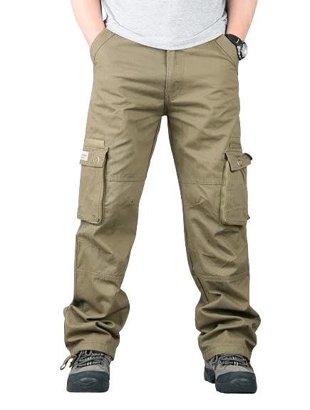 Spring Summer Full Length Plus Size Loose Type Multi Pocket Top Selling Cargo Pants for Men