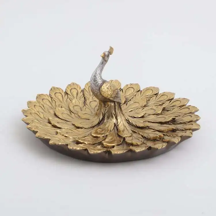 Vibrant Peacock-Inspired Serving Platter for Luxurious Dining Handcrafted Peacock Platter for Exquisite Home Dceor