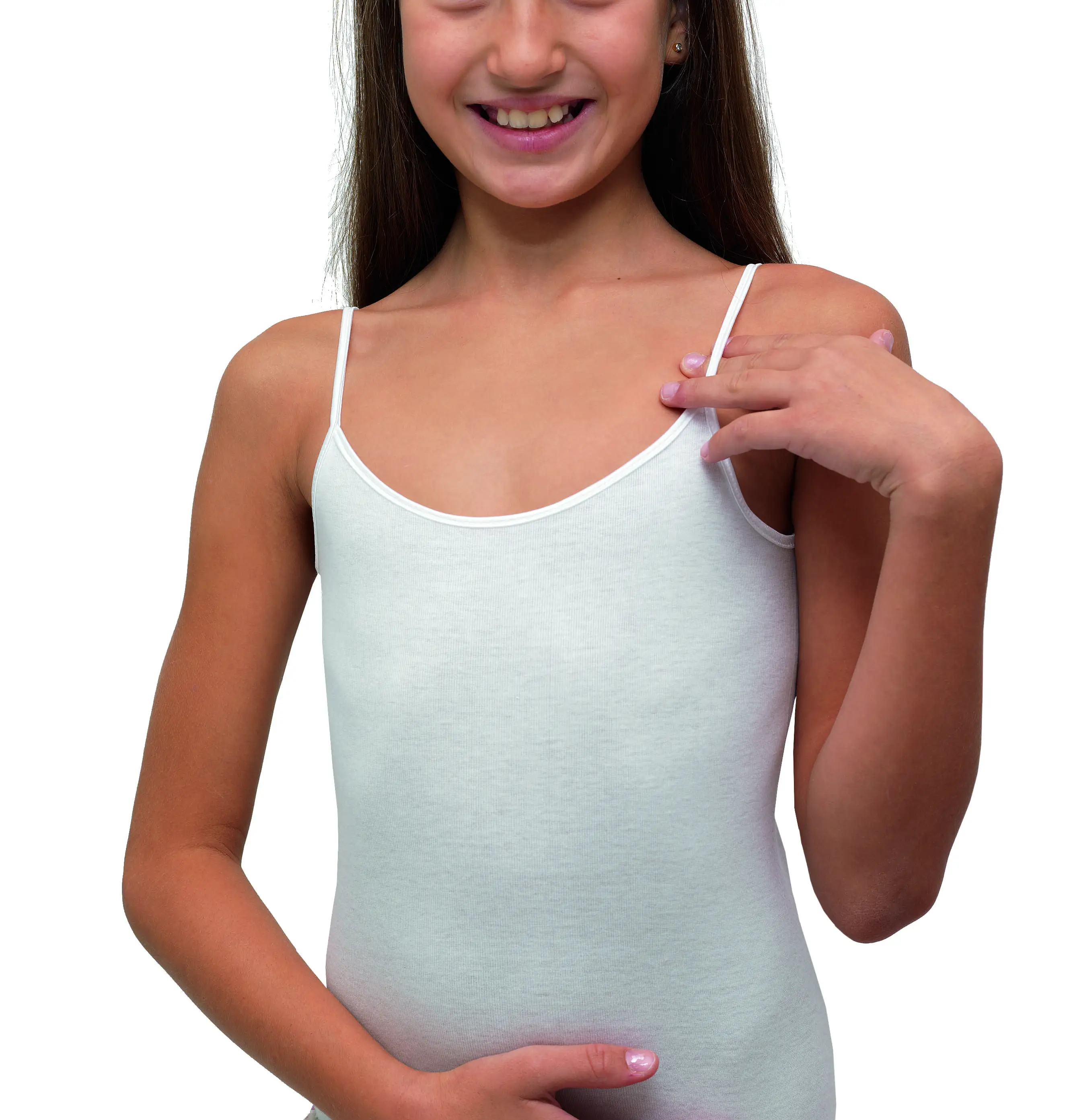 Made In Italy - Narrow Shoulders Girl's Undershirt Tank Top With Satin ...