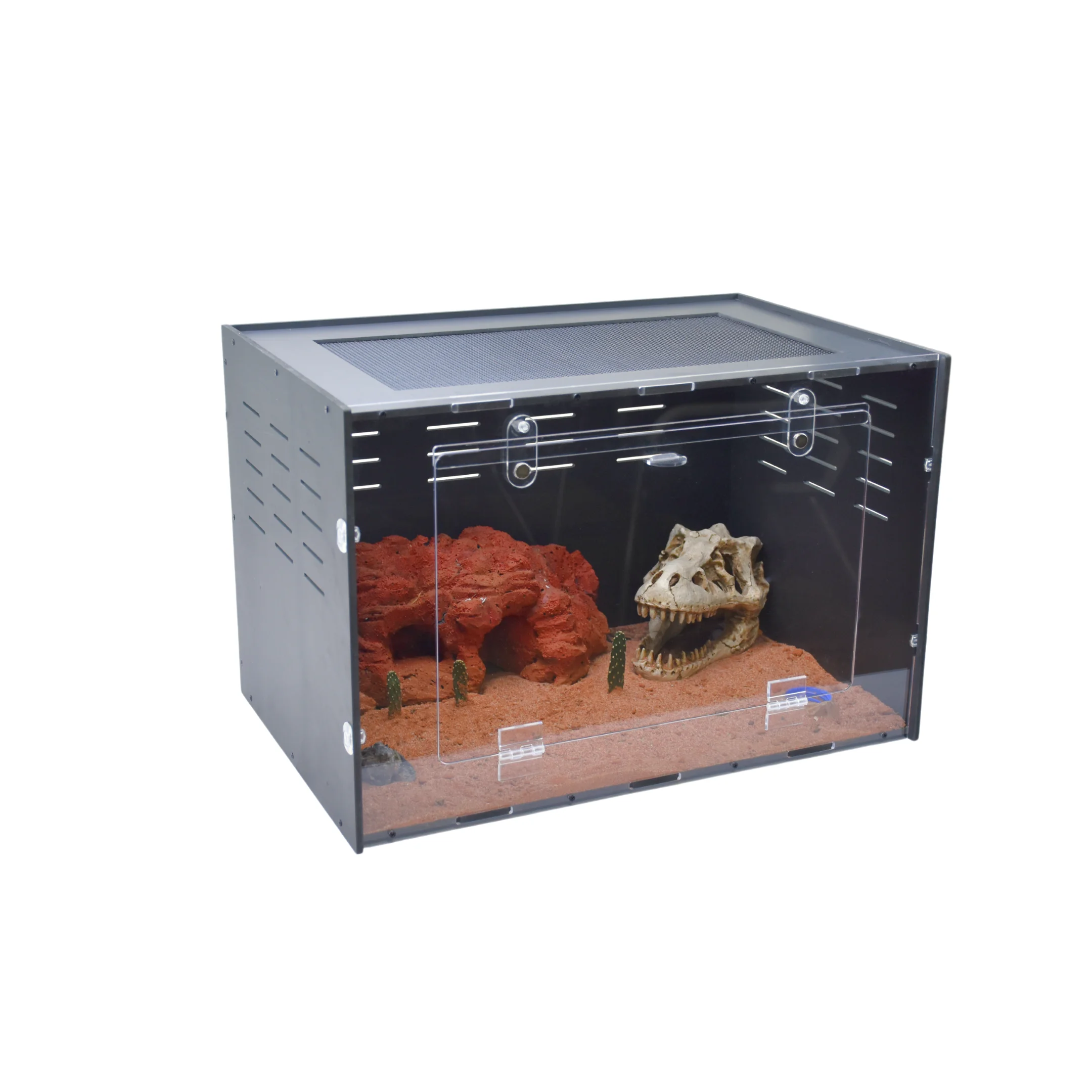 Customizable Acrylic PVC Reptile Enclosures with Secure Magnetic - Technical View