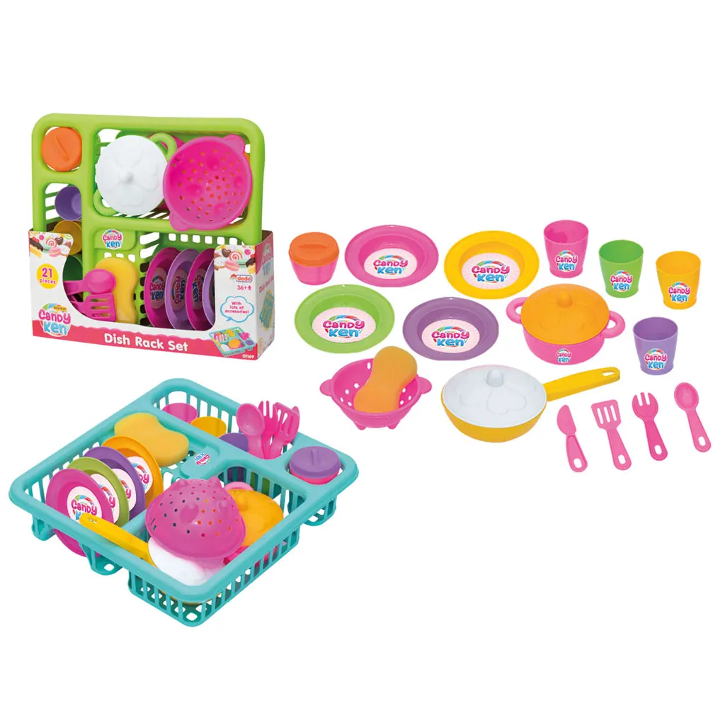 Candy & Ken Dish Rack Laundry Seteducational Pretend Play Dinner Kids High Quality Girl Toys