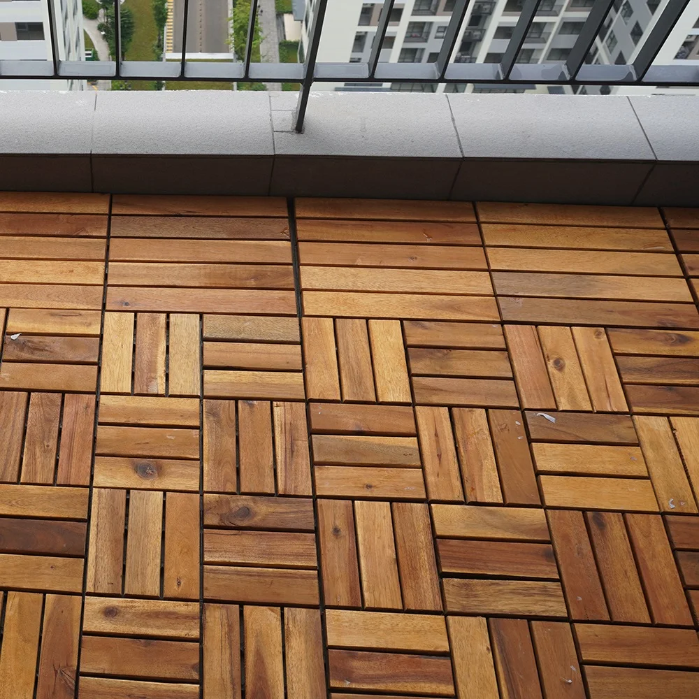 High Quality Acacia Decking Tiles 12 Slats Perfect Interlock For Floor