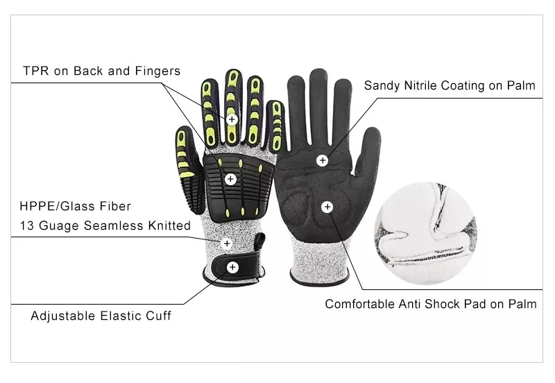 Oem Oilfield High Anti Impact Resistant Safety Working Glove With Tpr