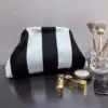 Dumpling Bag Vertical Stripes Black White