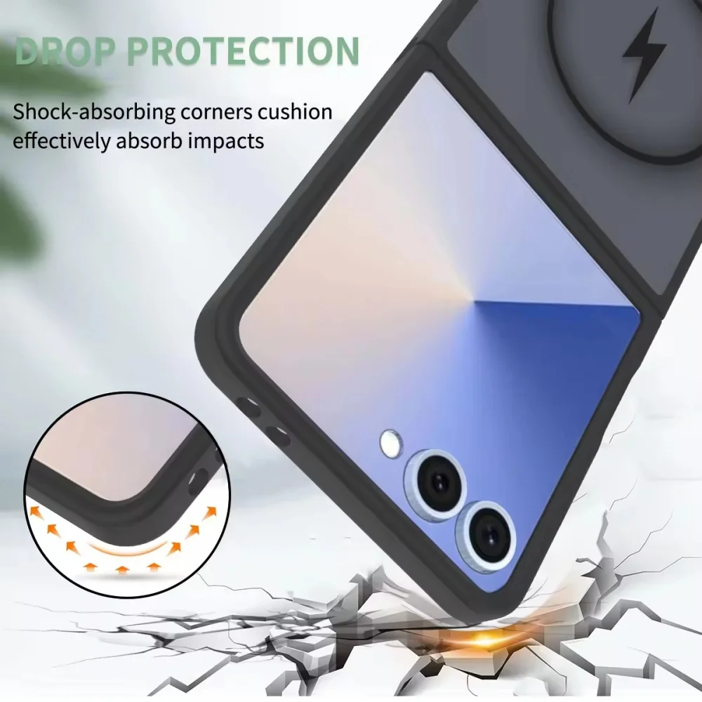 product case for samsung galaxy z flip 7 20mm thickened enhanced protection shockproof translucent matte skin feel magnetic laudtec-6