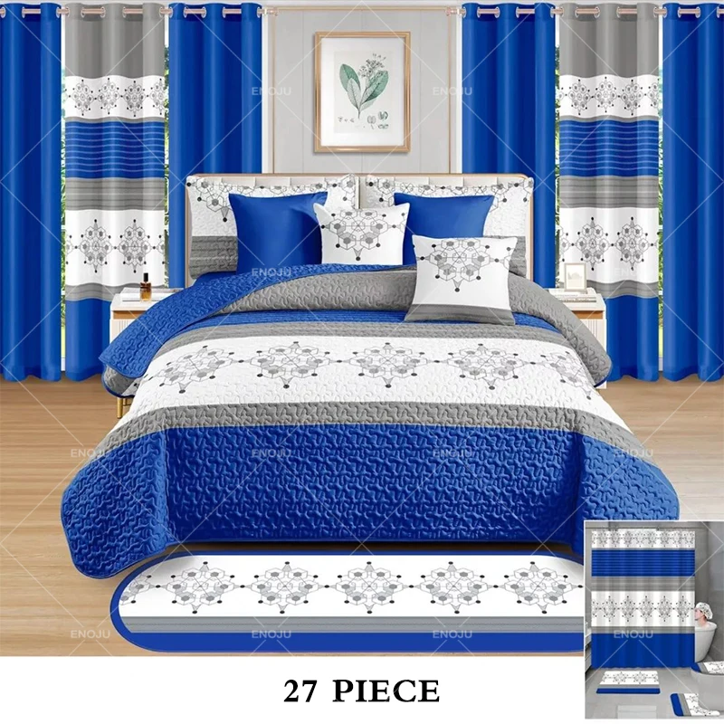 Hot Sale 27 Pieces Quilt Bedspread With Matching Curtains Ready To Ship ...