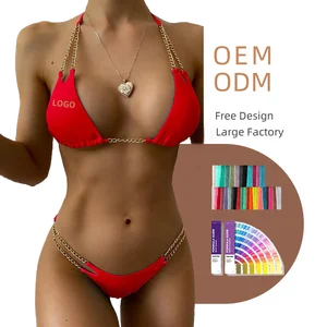 Brazilian Women's Sexy Bikini 2 Piece Set Swimwear with Custom Logo Cheeky Bottom Triangle Bra Quick Dry & Anti-Uv