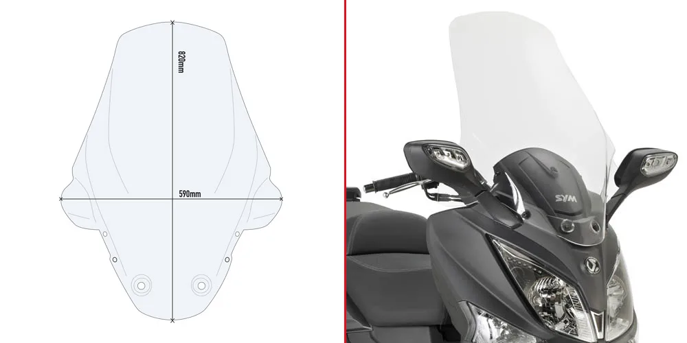 Made-in-Italy Givi Windshield for SYM Joymax / GTS 125-300i ('12~), D7052ST