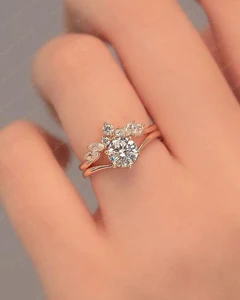 Premium Sterling Silver Rose Gold Eternity Band Ring 8 Moissanite Diamonds Fine Jewelry for Weddings Romantic Gift Party