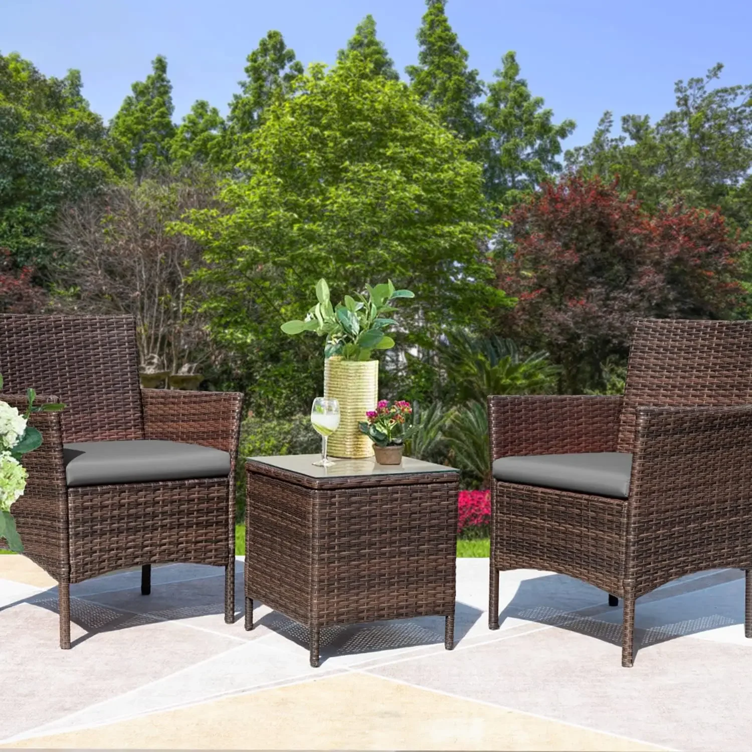 Modern Style Outdoor Furniture Rattan Wicker Table And Chair Plastic