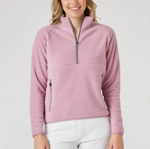 Certified Custom Logo Side Pocket Half Zip Fleece Hoodie for Women Comfortable Casual Warm and Cozy Pullover Sweatshirt