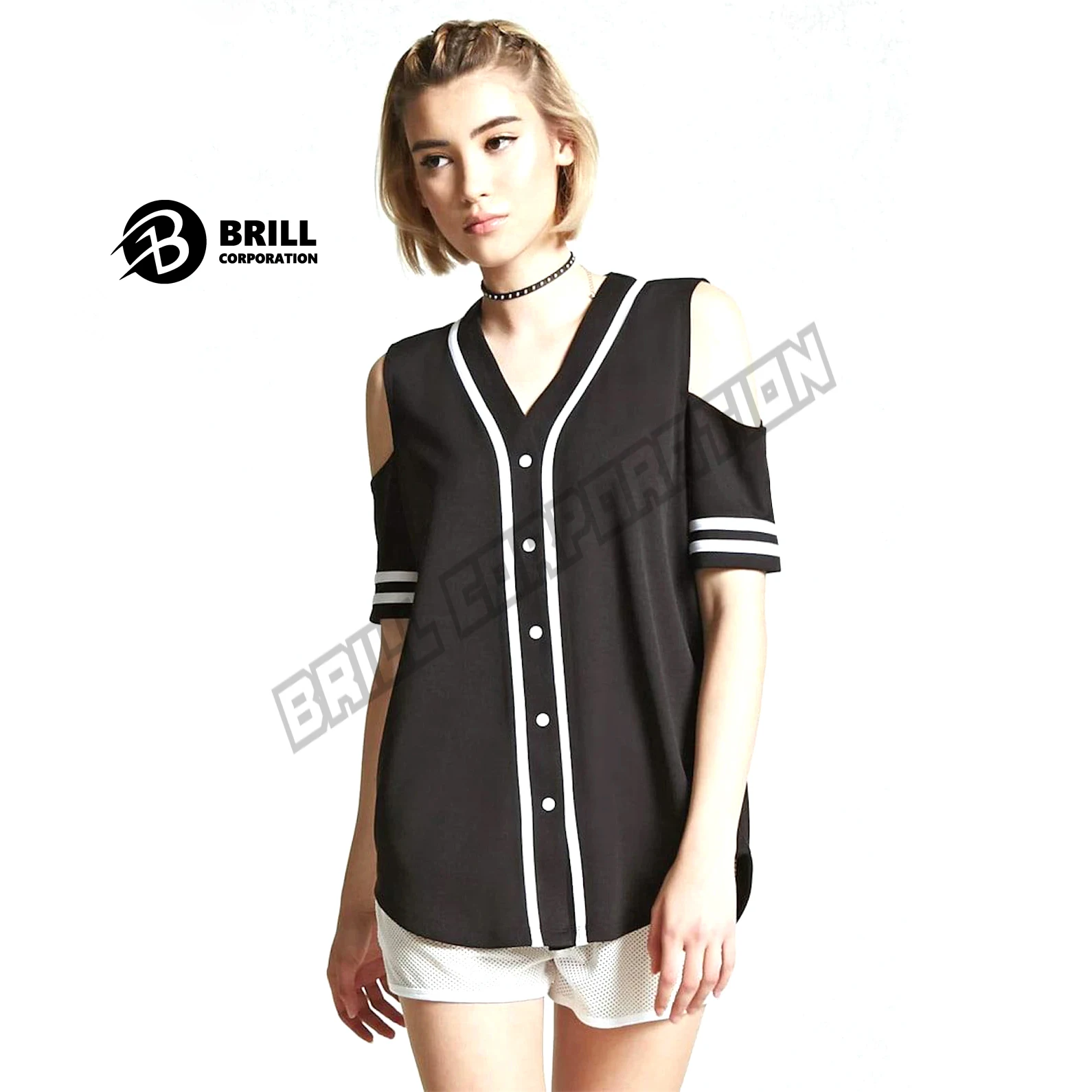 Button-Down Baseball Jersey in Off-White