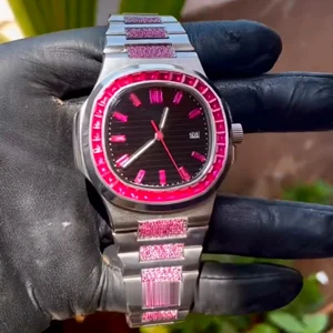 Men's Business Hip Hop White Gold Watch Customized Iced VVS Moissanite Diamond Alloy Case Glass Analog Quartz Movement New