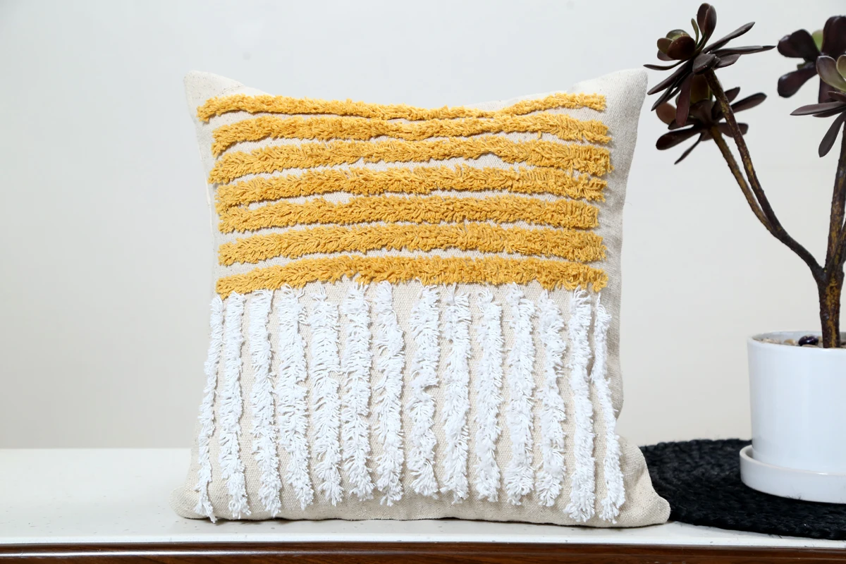 Hot Sell 2023 Cotton Made Bohemian Lumbar Cushion With Denim With