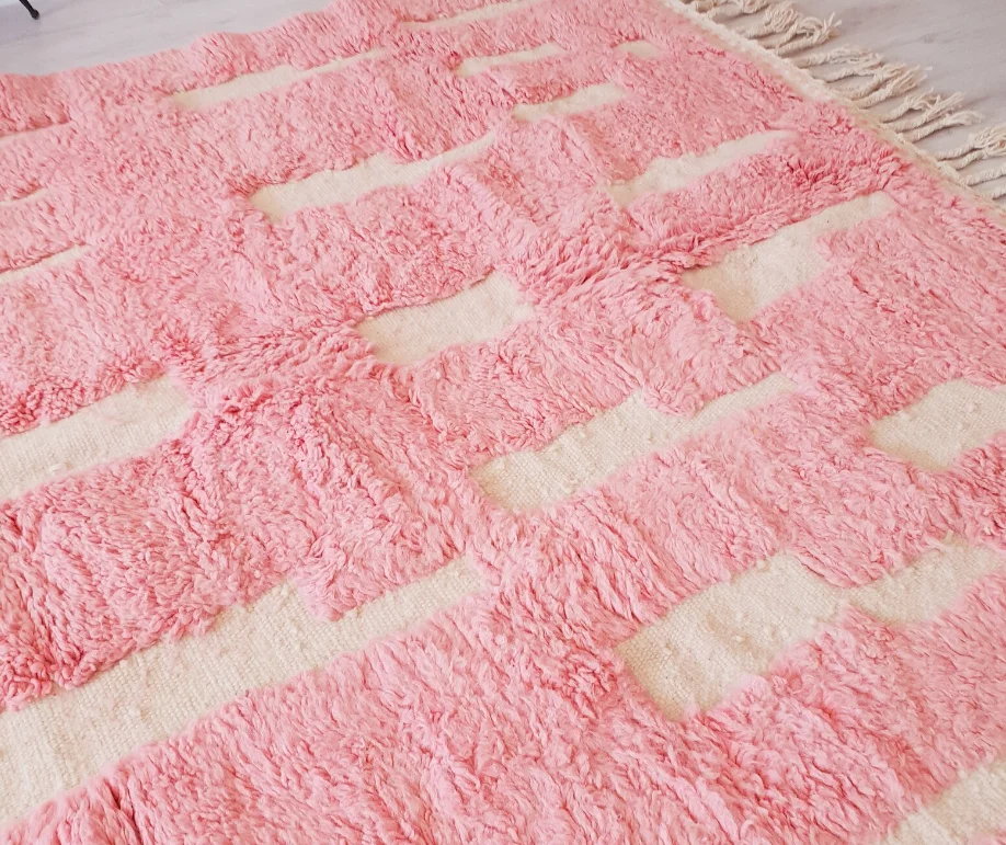 Bright Pink Moroccan Beni Ourain Berber Rug Authentic Large Custom ...