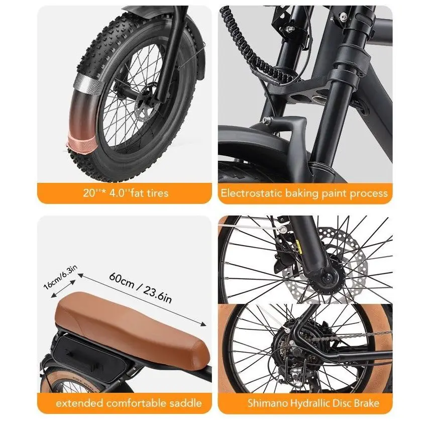 Cyclefort 20 Zoll 4.0 FatTire Ebikes, 48V 20Ah Mountain E-MTB E-Fahrrad