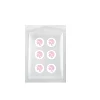 Six pink and white stickers