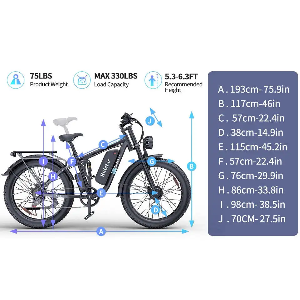 Ridstar E26 Pro Dual Motor 2000W 48V 23AH Electric Mountain Bike with 1000W 48V 15.6AH High Performance E-Bike