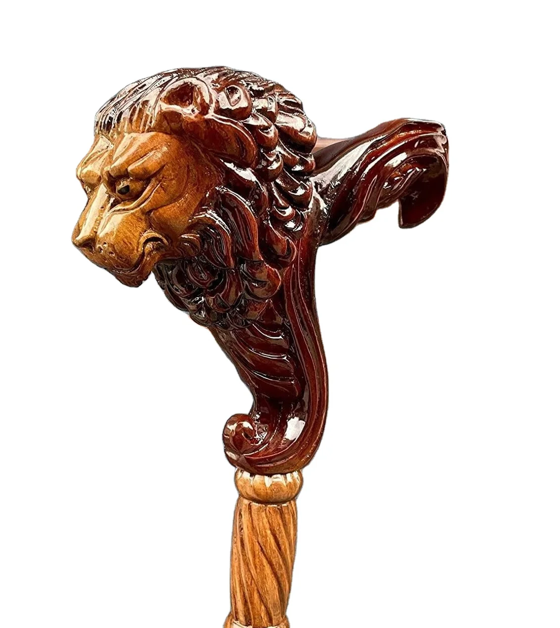 Vintage Brass Walking Cane Wooden waklking Stick Handle Lion Head only for  Walking Stick for Men
