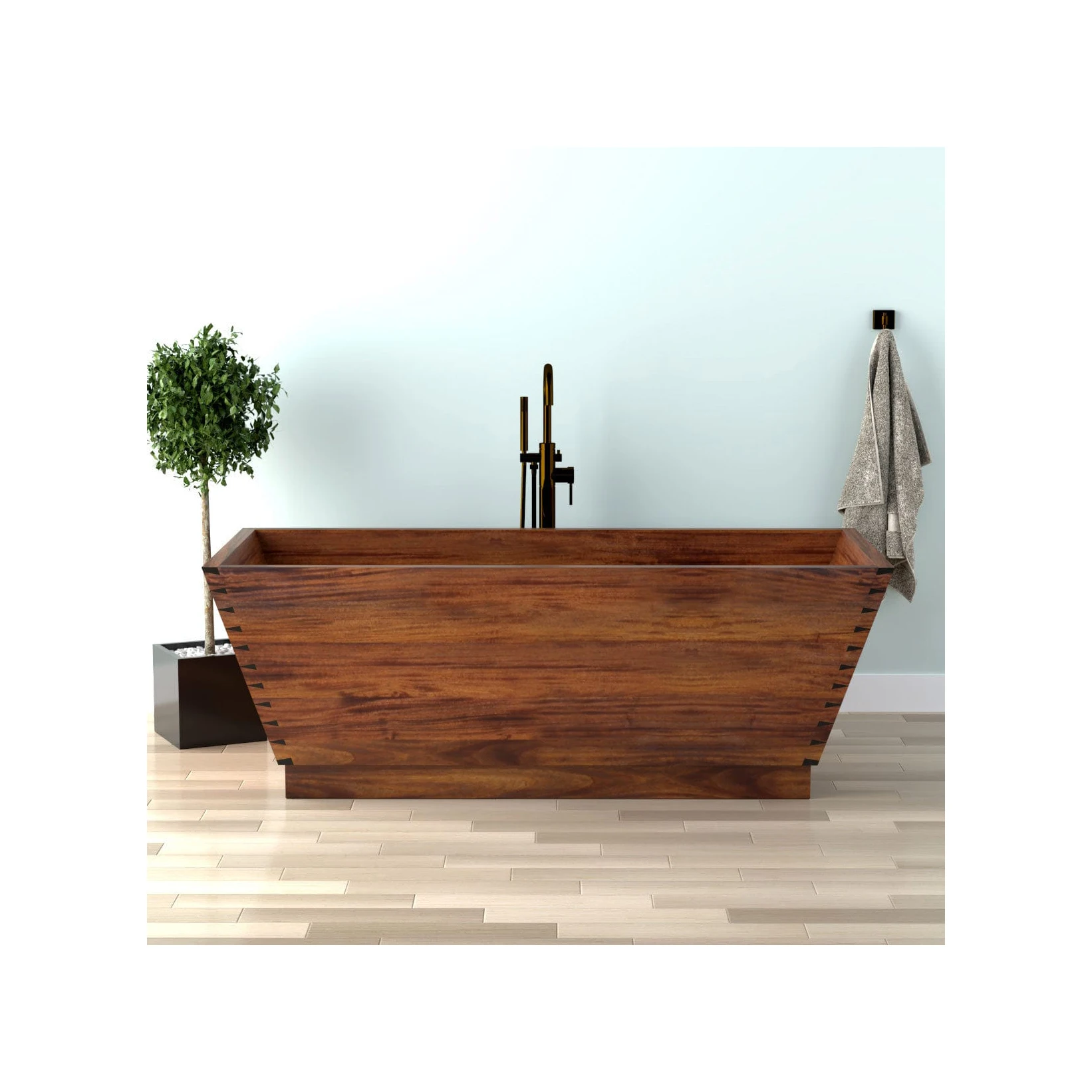 Wooden Barrel Bathtub Teak Wood Spa Soaking Tub Japanese Wooden