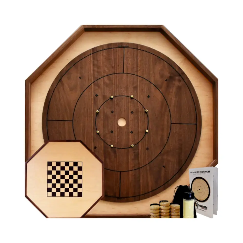New Arrival Wooden Crokinole Board Game With 24 Pieces High Quality