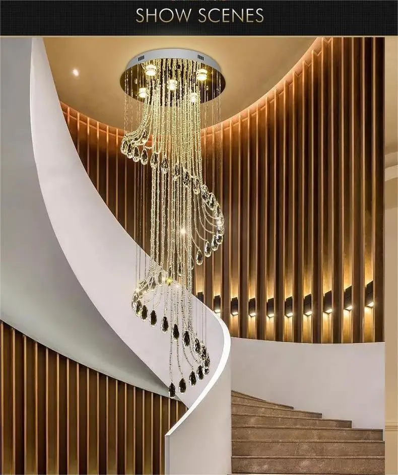 Modern Duplex Building Crystal Chandelier Light Luxury Villa Living ...