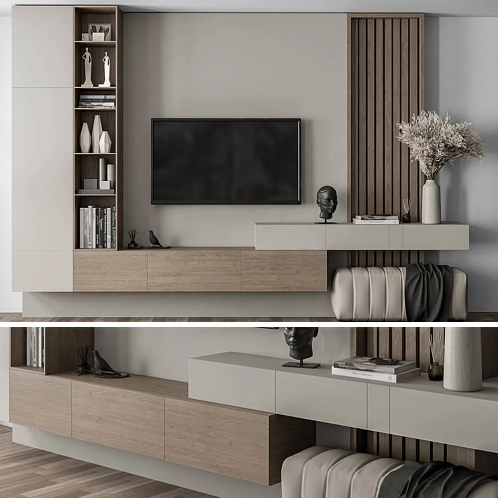 Pa Living Room Furniture Floating Wall Mounted Wooden Luxury Modern Tv