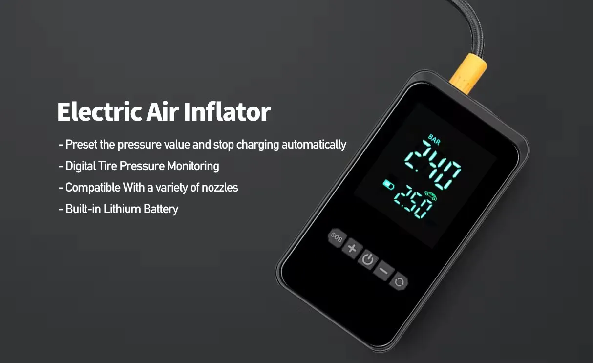 Wireless Car Tire Inflator for Car Truck Bicycle Portable Rechargeable Tire Inflator Digital Air Compressor