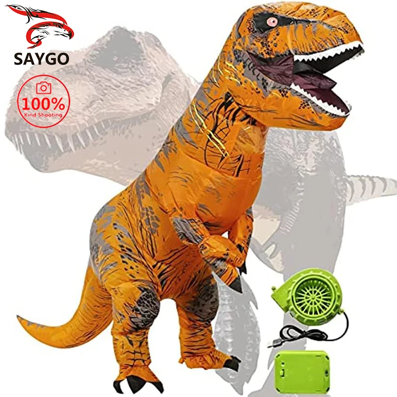 Source Factory Adult T-Rex Dragon Polyester Inflatable Cosplay Dinosaur Mascot Costume for Carnival