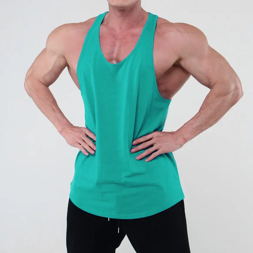 Hot Popular Workout Running Training Breathable Solid Color Gym Athletic Sleeveless Tank Top Men Stringer