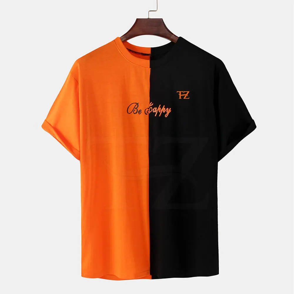 Black & Orange Color Low Price Men Tshirt New Design Men Tshirt