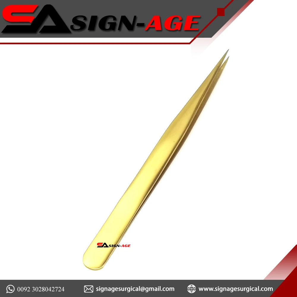 Classic Eyelash Tweezer Straight Isolated Eyelash Tweezer Gold Eyelash