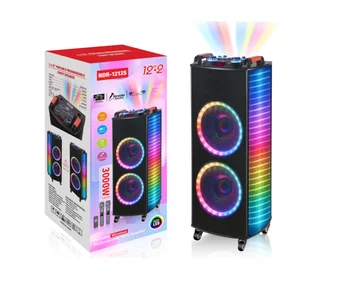 2024 Factory Best Party Speakers Boombox BT Speaker Partybox Outdoor Party Speaker With Fire Flame Led Colorful Flashing Light