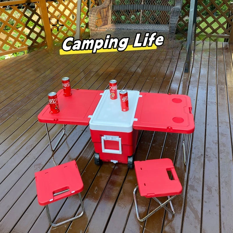 Customized Multifunctional Cooler Box With Table Camping Chairs Pp