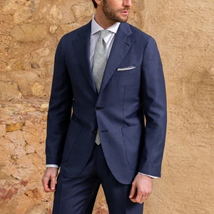 Tailored Navy Suit Jacket Men's Formal Wedding Groom Business Exquisite Two-button Fashion High-end Dress Two-piece Suit