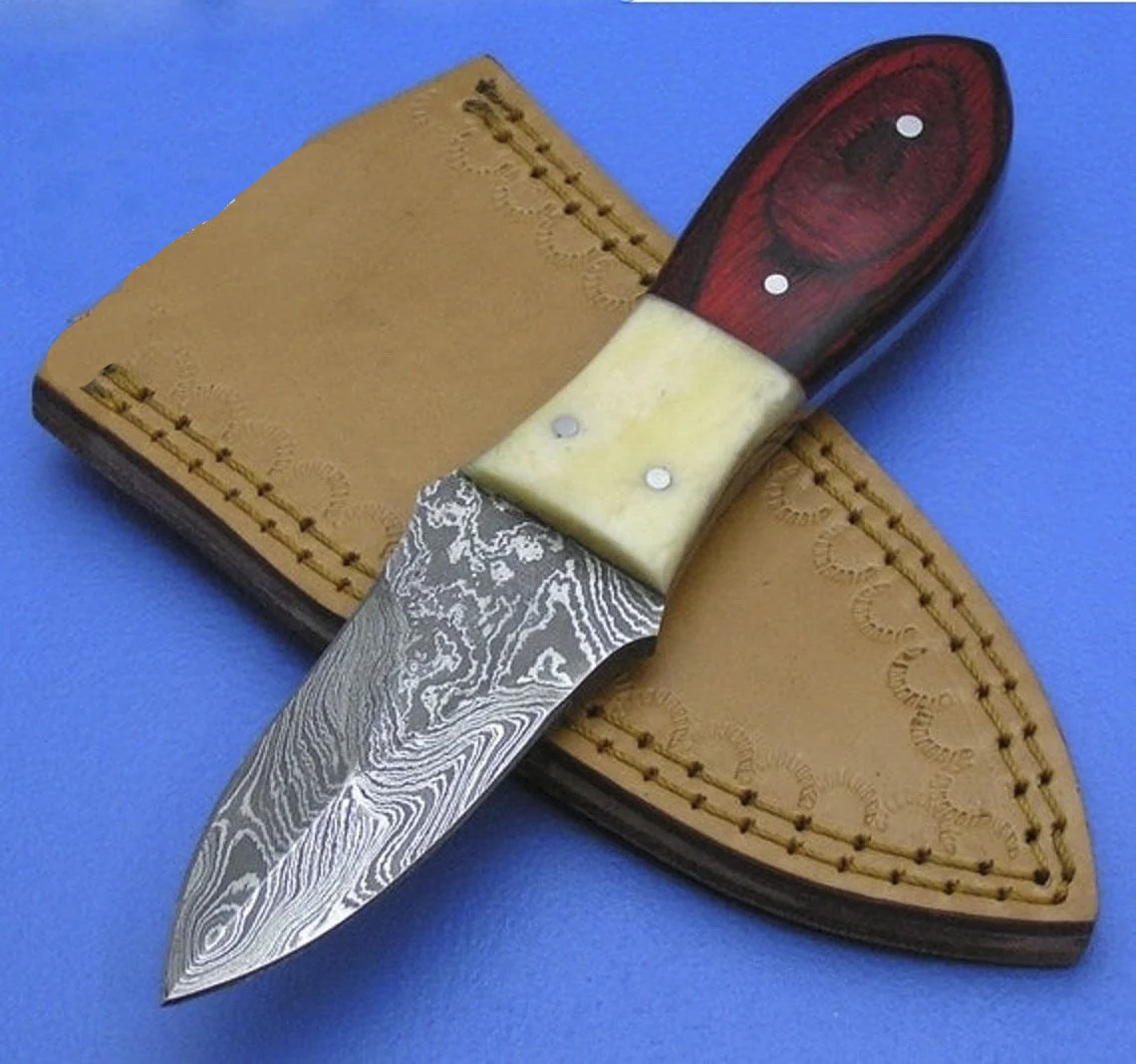 Нож для морепродуктов из дамасской стали, с деревянной ручкой