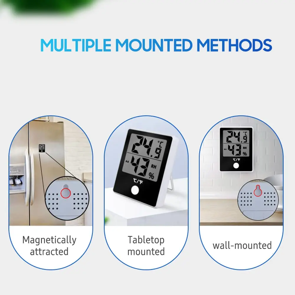 Indoor Hygrometer Thermometer LCD Digital Thermohygrometer Temperature & Humidity Gauge Monitor Hygrothermograph