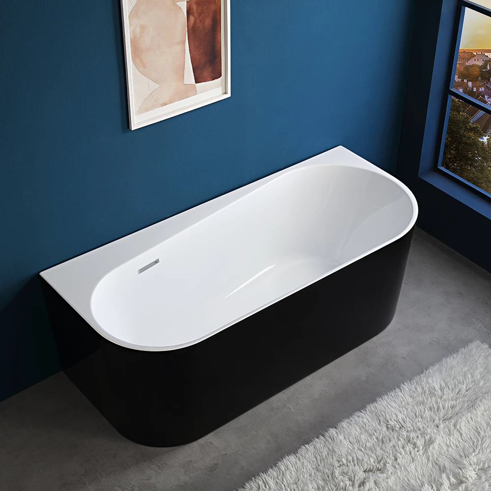 Snow White Solid Stone Tub Easy To Clean Solid Surface Tub Customized