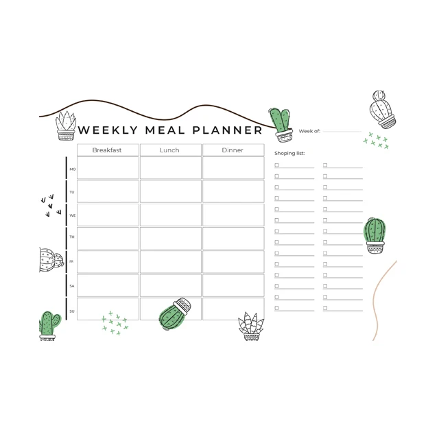 Dry Erase Weekly Meal Menu Organizer Planner Reusable Durable